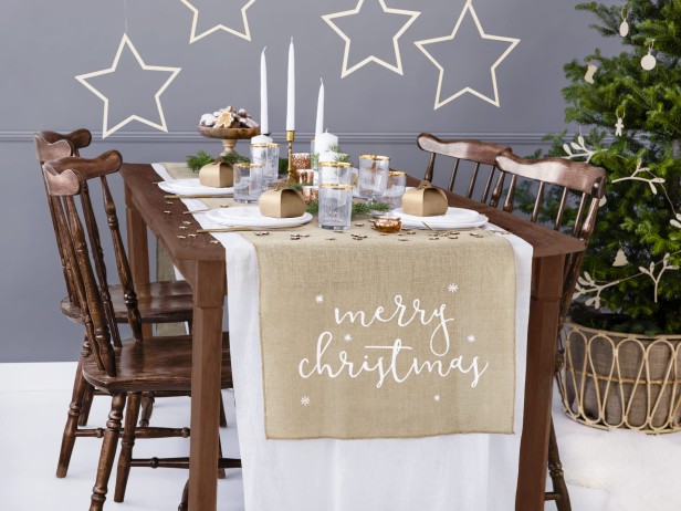 Bieżnik jutowy Merry Christmas - dekoracja świąteczna 50x250cm