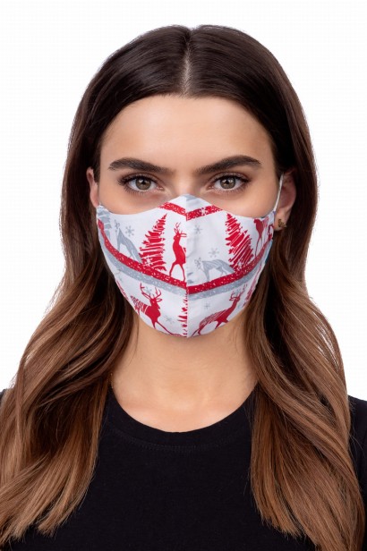Maseczka ochronna na twarz – profilowana wzór świąteczny RENIFERY