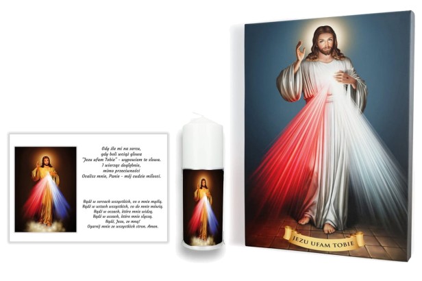 Zestaw OBRAZ na płótnie i świeca JEZU UFAM TOBIE