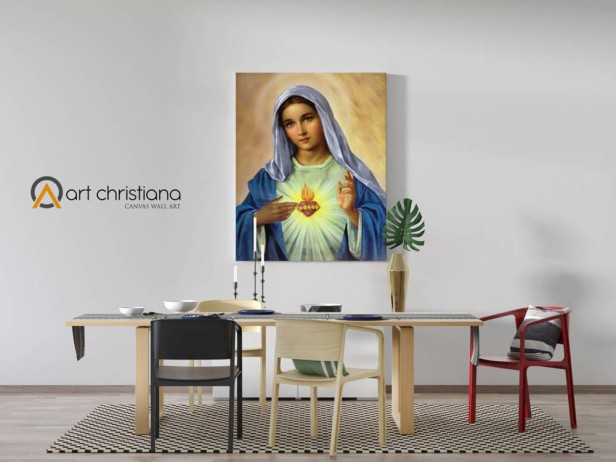 Zestaw OBRAZ na płótnie i świeca SERCE MARYJI