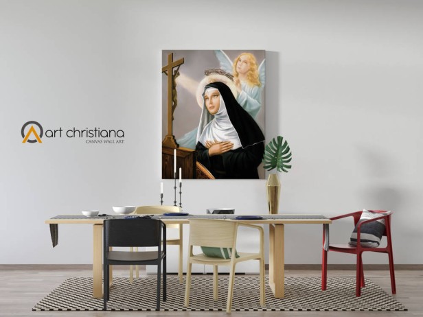 Zestaw OBRAZ na płótnie i świeca ŚW. RITA do spraw beznadziejnych