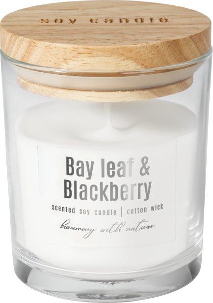 Sojowa świeca zapachowa w szkle LIŚC LAUROWY & JEŻYNA