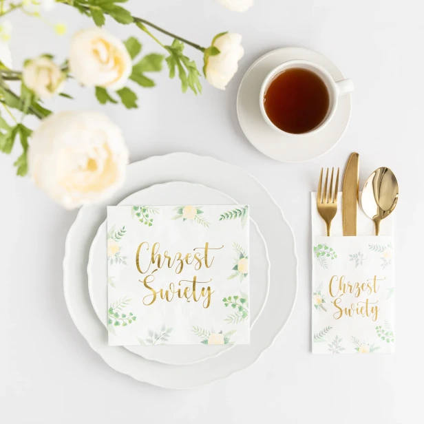 Serwetki białe CHRZEST ŚWIĘTY - 10 sztuk - kolekcja EUKALIPTUS