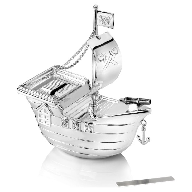 Skarbonka STATEK piracki posrebrzana – personalizowana | Linia BABY SILVER™