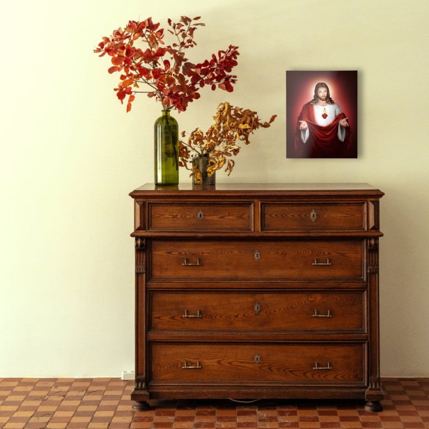 Obraz na desce lipowej – Serce Jezusa 15×20 – miłość i Miłosierdzie Chrystusa | SACRA LIGNUM™