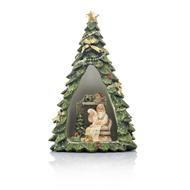 Figurka - choinka świecąca - Święty Mikołaj - 17 cm