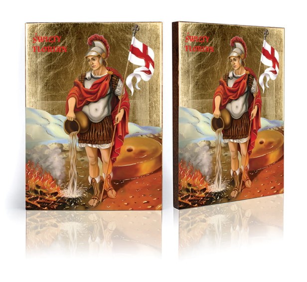 Ikona Świętego Floriana na desce olchowej | ICONA SACRA™ – Alnus