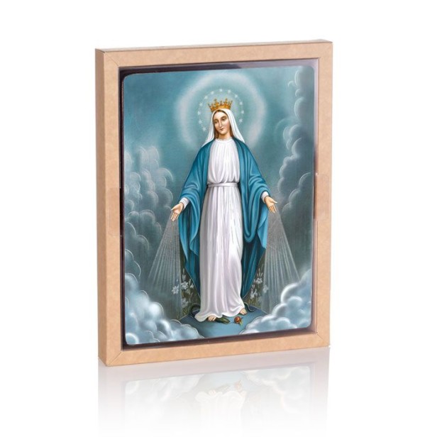 Ikona Matki Bożej Niepokalanej na desce olchowej 17×23 cm z certyfikatem | ICONA SACRA™ – Alnus