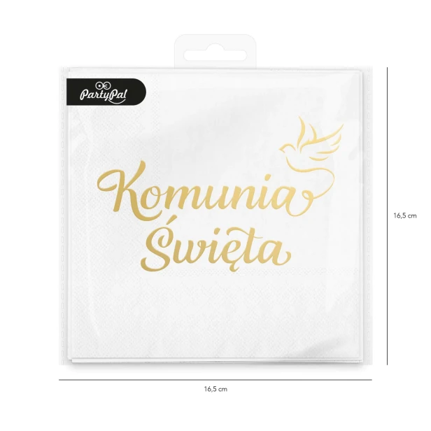 Serwetki białe Komunia Święta IHS -10 szt