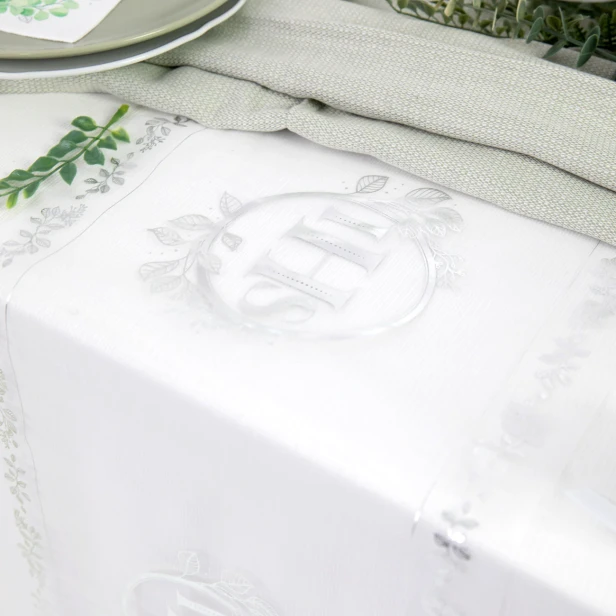 ZESTAW dekoracji stołu na Komunię EUKALIPTUS srebrny 10% TANIEJ