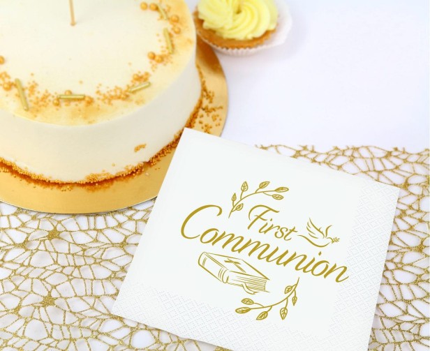 Serwetki komunijne „First Communion” – 20 szt. | Dekoracja stołu