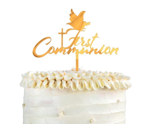 Dekoracja akrylowa na tort FIRST COMMUNION topper okazjonalny