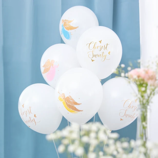 Balony na Chrzest „Anioły” – 6 szt. (biodegradowalne lateksowe 30 cm)