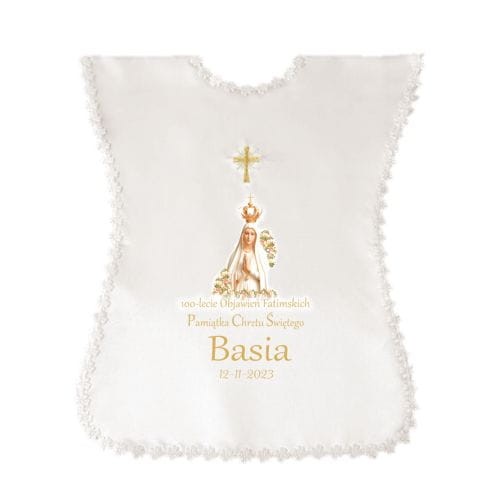 Świeca i szatka na Chrzest zestaw do chrztu JUBILEUSZOWY MB Fatimska