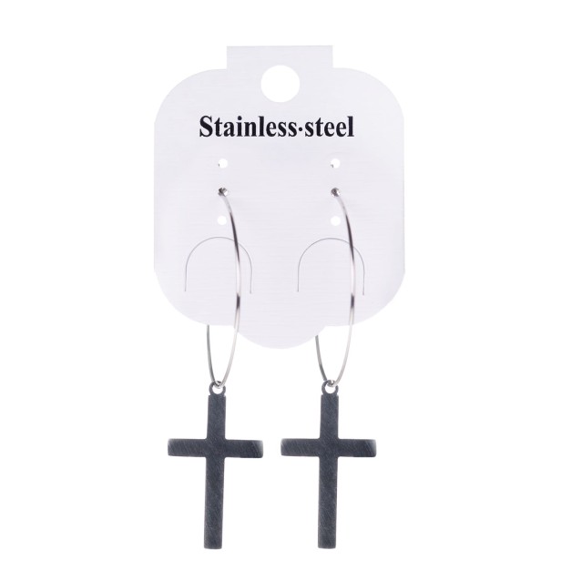 Kolczyki Krzyżyk wiszący – subtelny symbol wiary | Stainless Steel