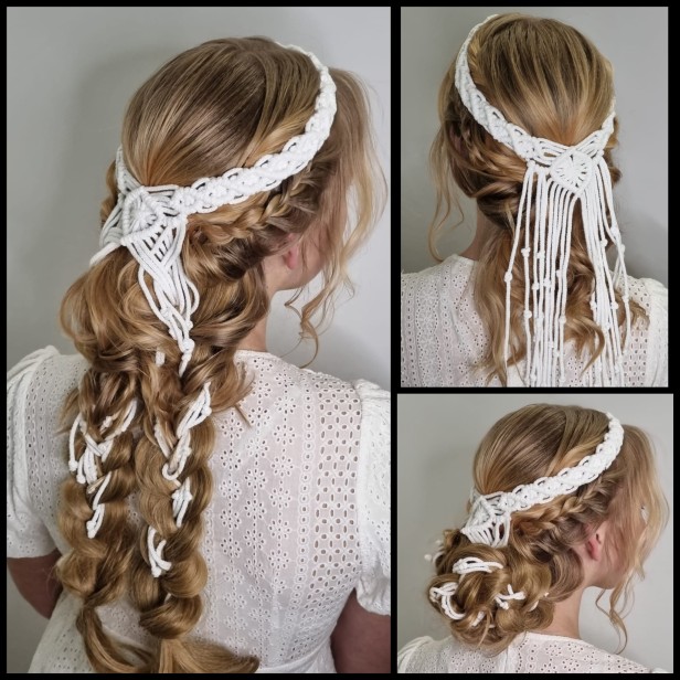 Wianek komunijny ręcznie wykonany – makrama BOHO ♻