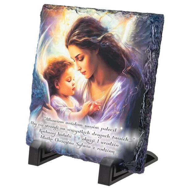 z personalizacja - FOTOGRANIT z motywem Anioła Stróża – Obrazek Religijny na granicie | Linia AUREA STONE™