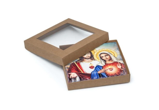 Obrazek Religijny na Granitowej Płytce: Serce Jezusa i Serce Maryi – Wieczny Symbol Miłości i Poświęcenia