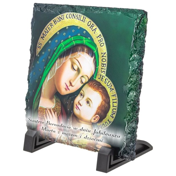 Obrazek Religijny na Granitowej Płytce: Matka Boska Dobrej Rady – Symbol Mądrości i Opieki w Twoim Domu