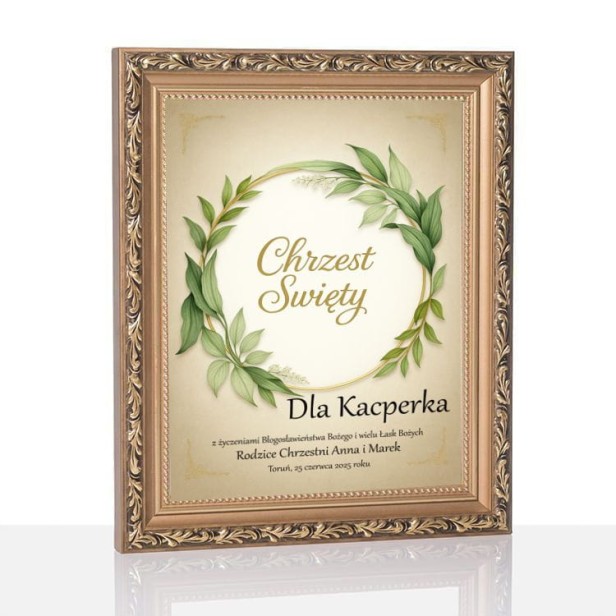 rama VINTAGE - Obraz pamiątkowy na Chrzest Święty – Sakrum w Naturze, druk na szkle | Linia DOTYK SACRUM™