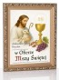 BIAŁA RAMA Obraz komunijny Dobry Pasterz na białym szkle – Pamiątka I Komunii Świętej | Linia DOTYK SACRUM™