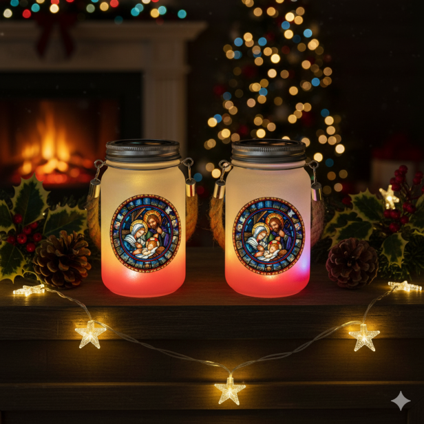 Lampion Roratni Szklany czerwony z Jutowym Uchwytem – Ciepłe Światło Adwentu w aranżacji