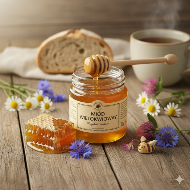 Miód wielokwiatowy 50 g – Naturalny miód z polskiej pasieki
