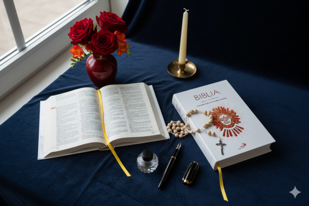 aranzacja Biblia – Pamiątka Sakramentu Bierzmowania z dedykacją i planem lektury