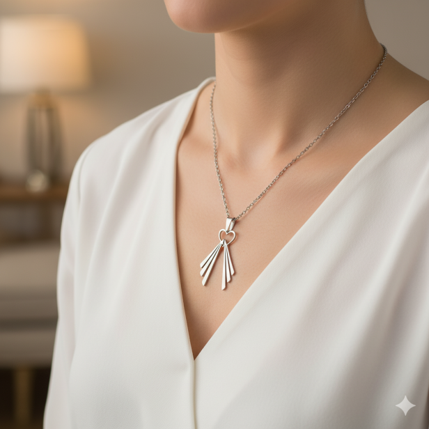 w aranżacji Naszyjnik - Serce Jezusa - Jezus Miłosierny - Merciful Heart - Stainless Steel