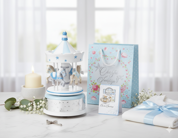w aranżacji Zestaw upominkowy ROYAL BLUE - Karuzela pozytywka laurka i torba prezentowa