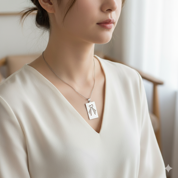 aranżacja Naszyjnik Serce Jezusa – Jezus Miłosierny – Merciful Heart – Stainless Steel