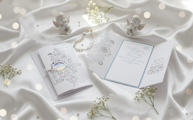 Karnet z życzeniami na I Komunię Świętą – elegancka kartka komunijna z kopertą