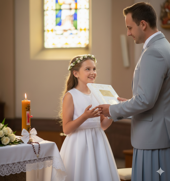 pamiatka komunijna z grawerem – elegancka pamiątka I Komunii Świętej