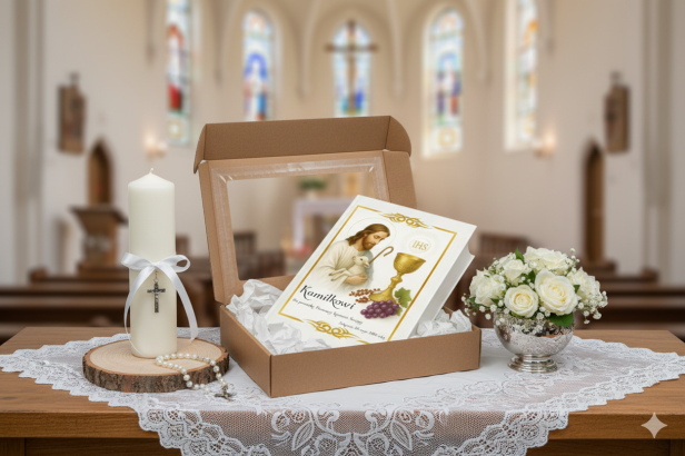 aranżacja Biblia Tysiąclecia – format oazowy z nadrukiem IHS | Pamiątka Pierwszej Komunii Świętej | Pismo Święte Pallottinum