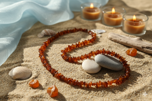 Naszyjniki z bursztynu bałtyckiego, naturalny, unikatowy [aranżacja]