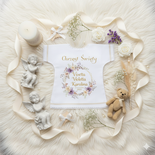 aranżacja  Szatka na chrzest z motywem RZYMSKIM - Pamiątka Chrztu Świętego