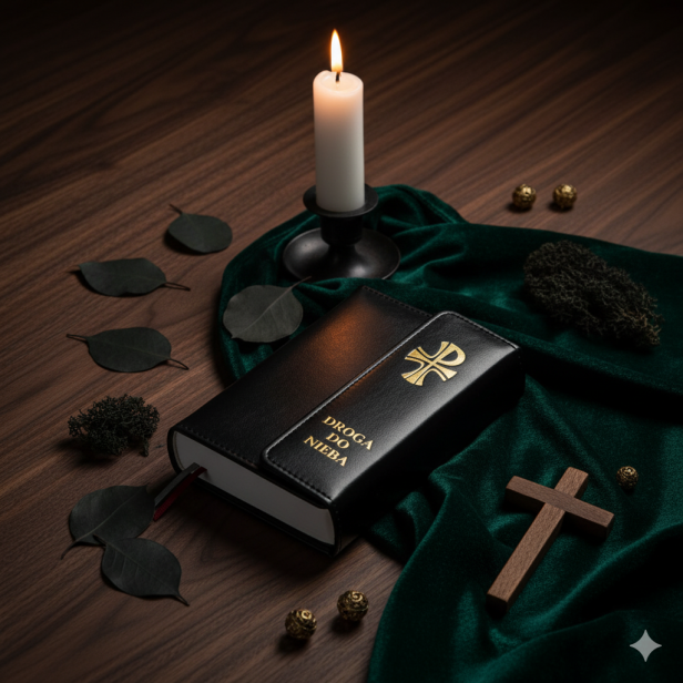 aranżacja Droga do Nieba – Skarbczyk Modlitewnik z ekoskóry z magnetycznym zapięciem – czarny