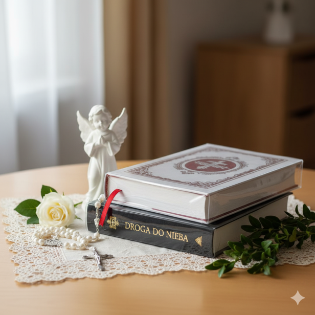 aranżacja Okładka przezroczysta na modlitewnik „Droga do Nieba” – ochrona i trwałość