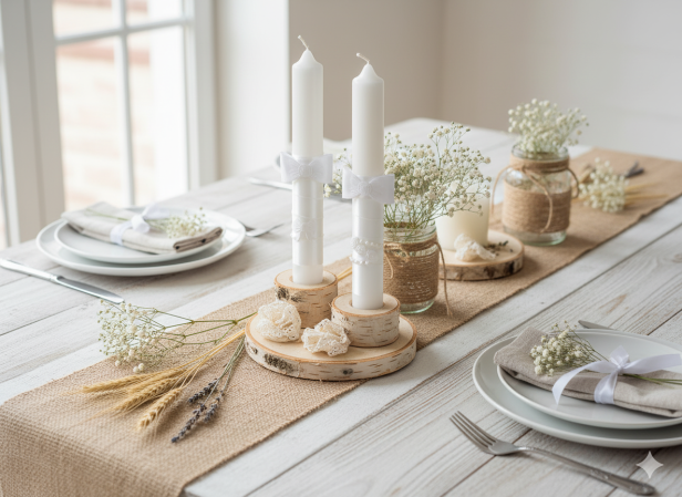 Świeca do Chrztu „Biel Satyna” – elegancka gromnica pamiątkowa