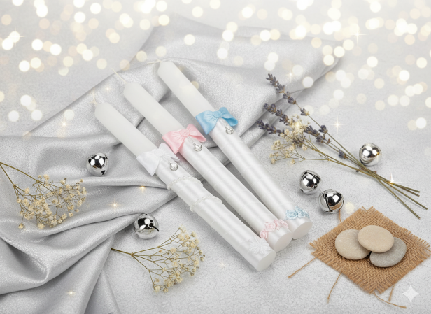 aranżacja Świeca na Chrzest z medalikiem – Pamiątka Chrztu Świętego | Linia SACRA Classic®