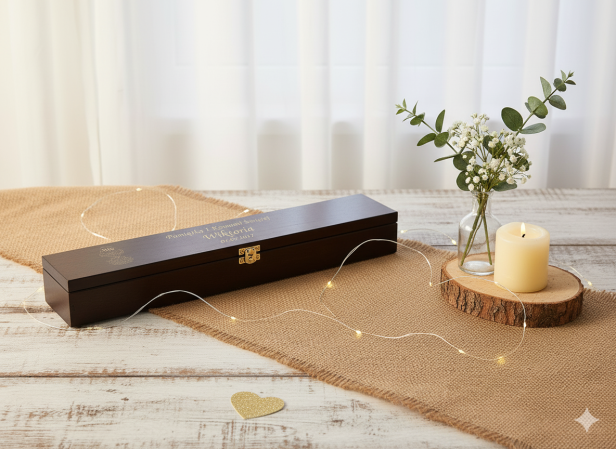 komunijny grawer -Pudełko drewniane WENGE z grawerem – Pamiątka sakramentu