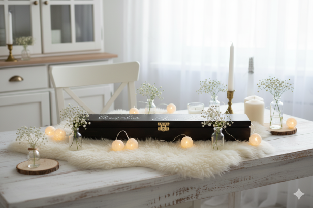 w aranżacji Pudełko drewniane WENGE z nadrukiem – Pamiątka Chrztu Świętego