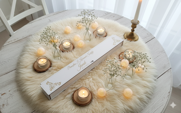 KOMUNIA - aranżacja - Pudełko drewniane z grawerem i ornamentem – Pamiątka na gromnicę