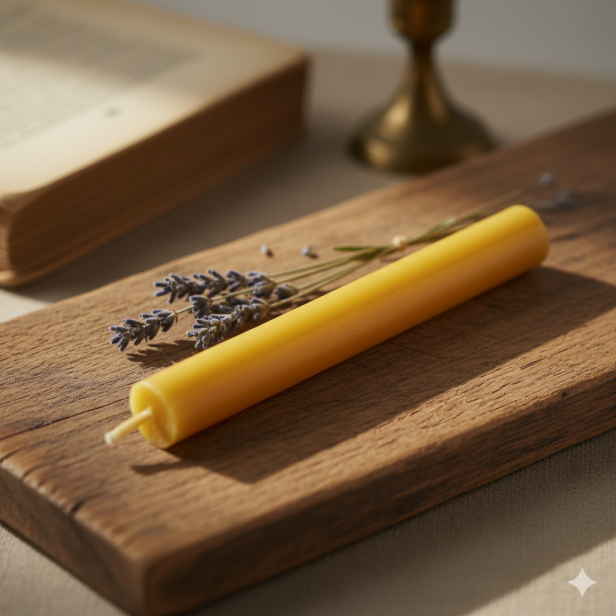 Świeca gromniczna z naturalnego wosku pszczelego o wysokości 25 cm, linia BEE WAX – klasyczna forma i ciepły miodowy odcień