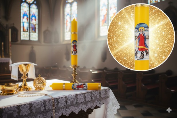 wariant żółty Świeca gromnica Matka Boska Gromniczna – H: 28 cm Ø: 3 cm (