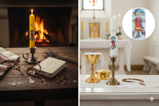 aranżacja Świeca gromnica Matka Boska Gromniczna – H: 28 cm Ø: 3 cm