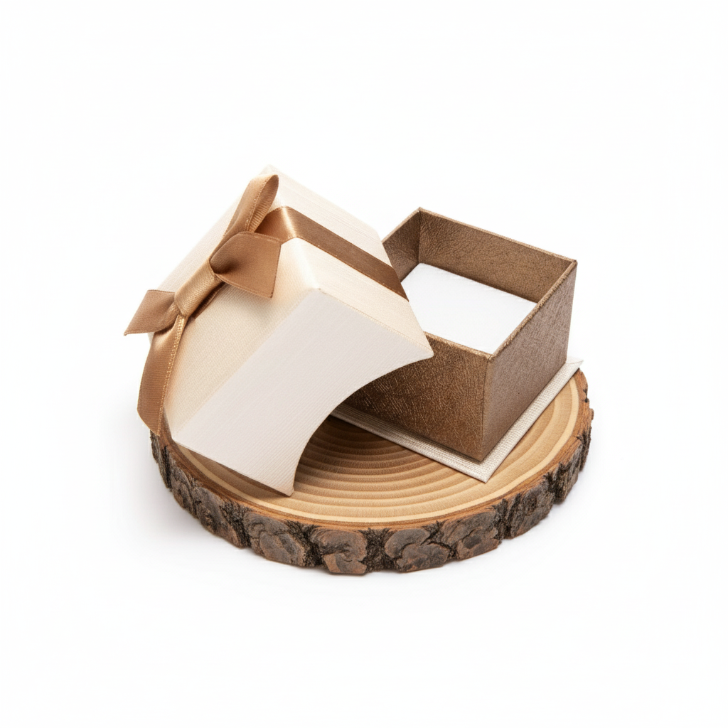 Etui z Kokardką na prezent – Kremowe, eleganckie pudełko jubilerskie