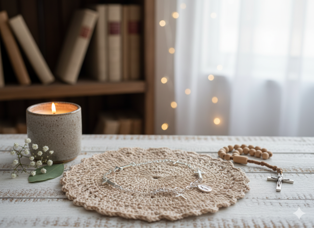 Bransoletka srebrna CELEBRYTKA z krzyżykami i Cudownym Medalikiem – pr. 925, 2,4 g