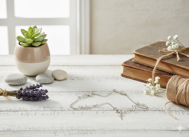 Bransoletka srebrna CELEBRYTKA z krzyżykami i Cudownym Medalikiem – pr. 925, 2,4 g