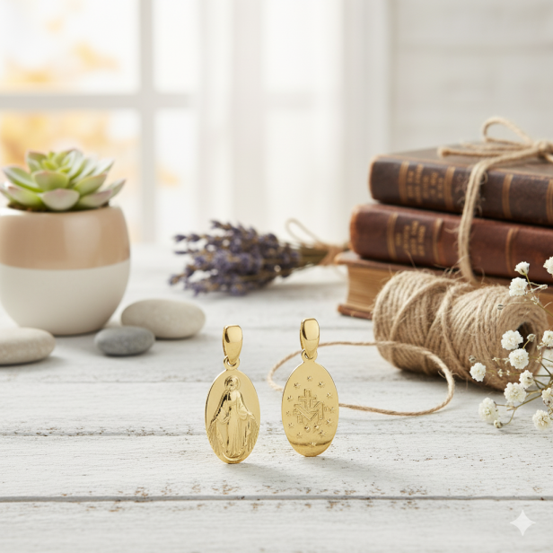 Medalik srebrny złocony, pr. 925 – Matka Boska Niepokalana Cudowny Medalik 1,6 g